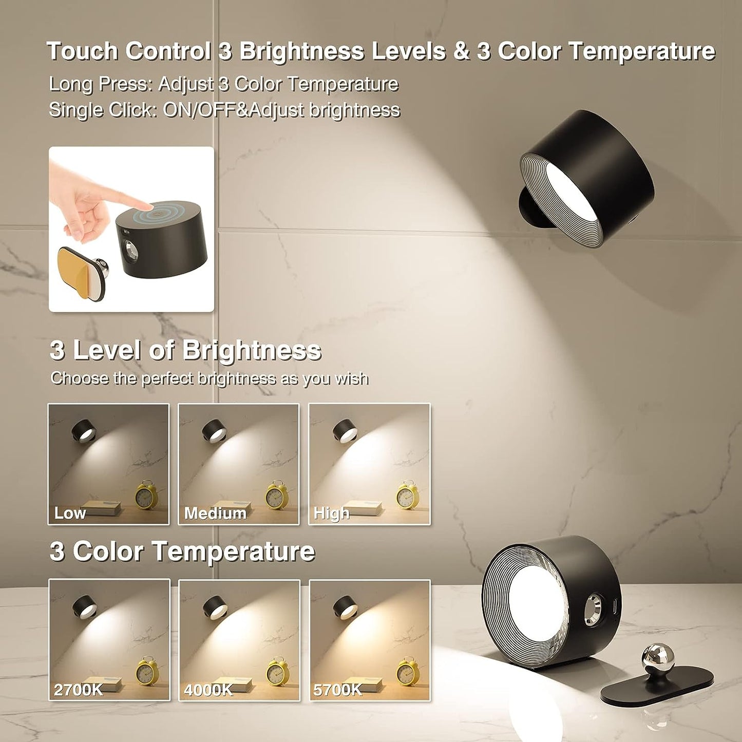 LED Rechargeable Wall Light/Sconce