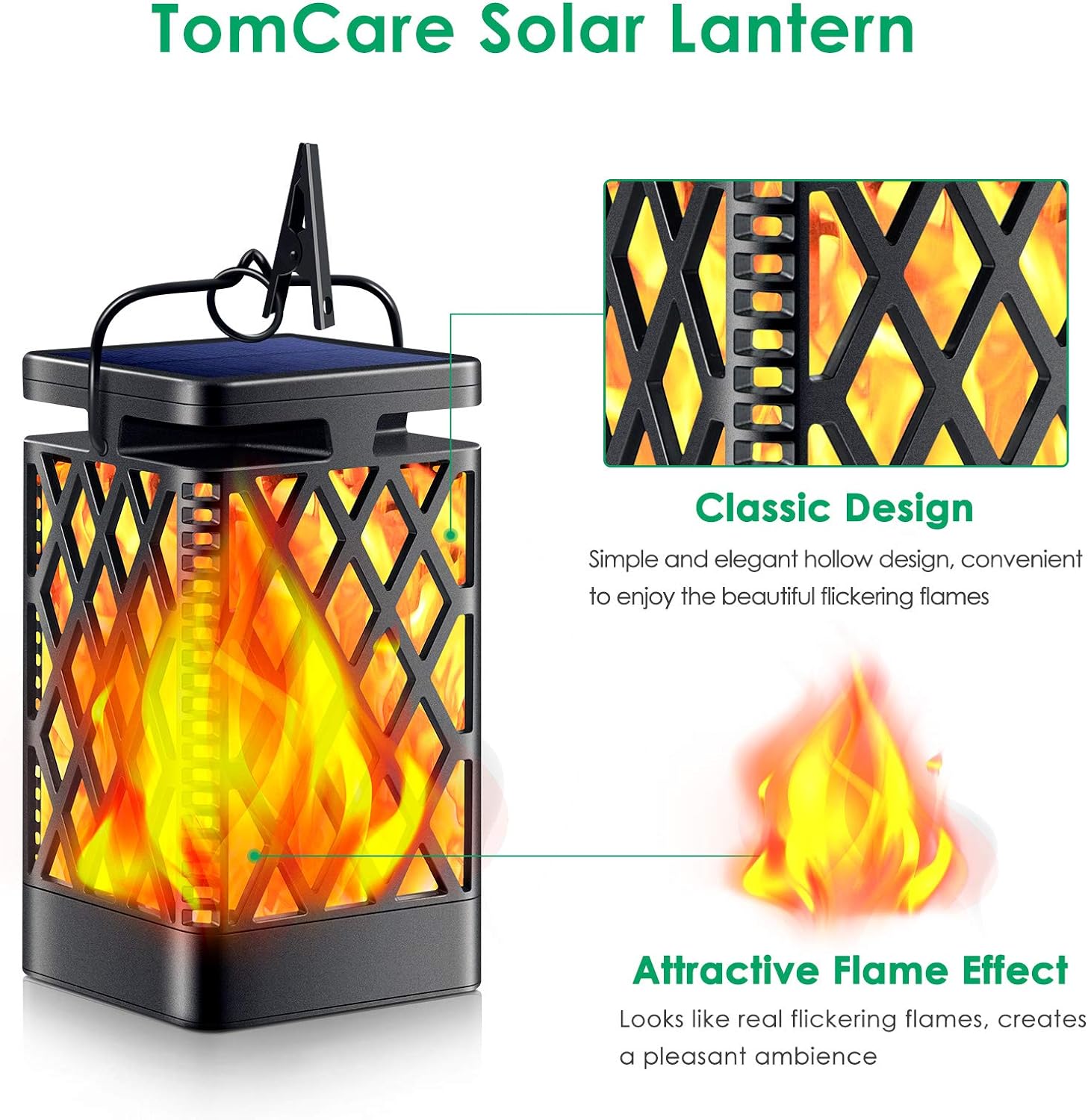 Solar Flickering Flame Lantern - WestNest.in