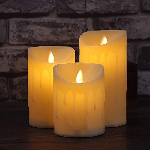 Moving wick LED candles ( White, 11cm, 9cm, 7cm ) - WestNest.in