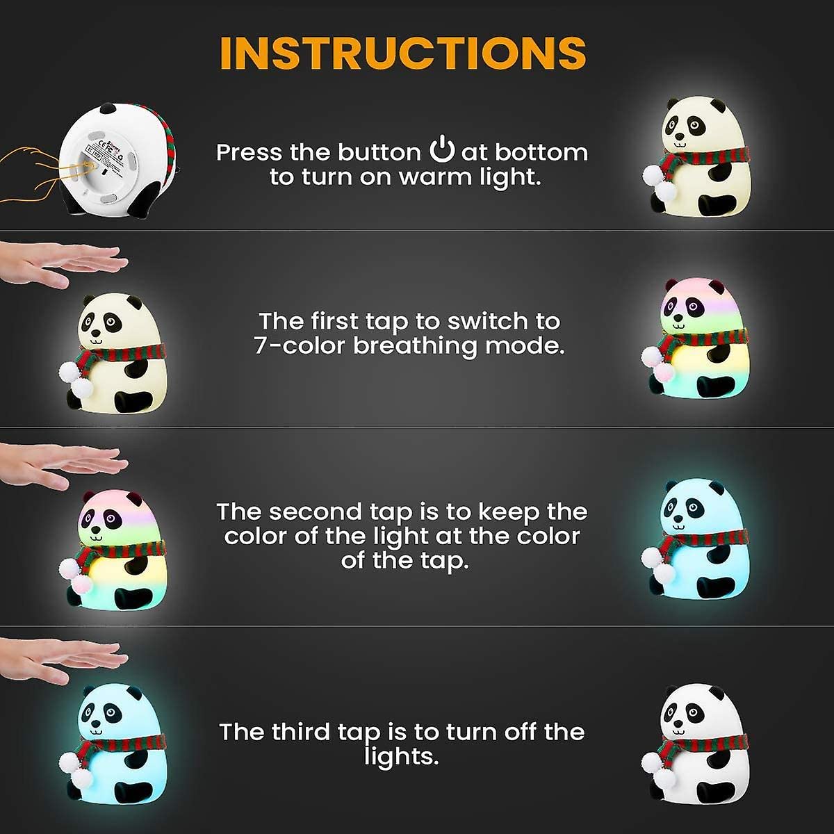 Cute Panda Touch Lamp