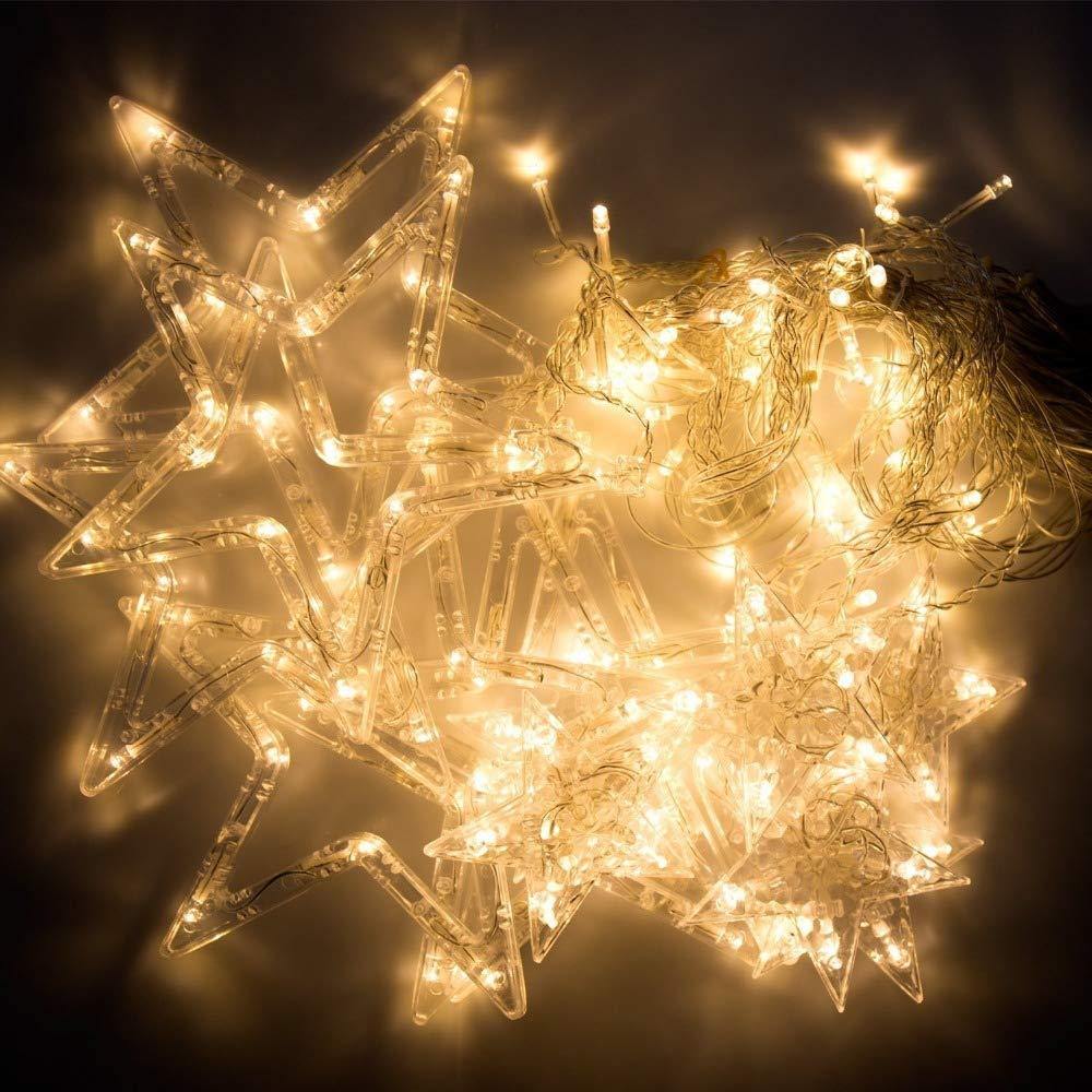 Star Light Curtain (12 Star,138 LED,8 Flashing Modes in Warm White Color) - WestNest.in