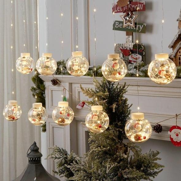 Snowman Wish Ball Curtain Lights | 10 Wish Balls | Warm White LED - WestNest.in