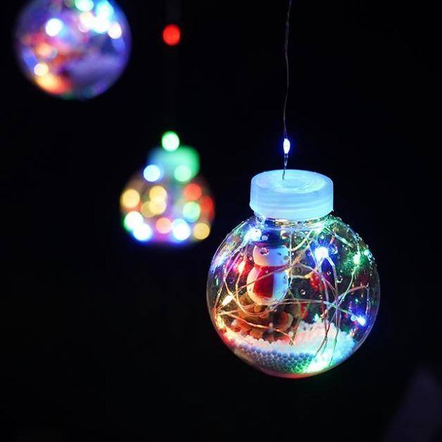 Snowman Wish Ball Curtain Lights | 10 Wish Balls | Warm White LED - WestNest.in